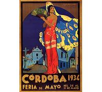 Vintage Metal Tin Poster - 1934 Feria de Mayo in Córdoba, Spain Spanish Travel - Bar Sign Retro Decoration Sign Wall Art Poster 8x12inch (20x30cm)