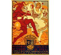 Vintage Metal Tin Poster - Madrid Carnaval de 1921 Spanish Travel - Bar Sign Retro Decoration Sign Wall Art Poster 8x12inch (20x30cm)