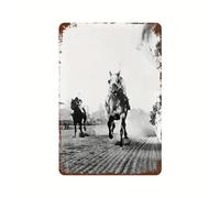 Vintage Metal Tin Sign 1938 Horse Racing Seabiscuit Across Line to Beat War Admiral Poster Well Art Iron Painting Retro for Home Kitchen Cafe Pub Sign Plaque Crafts Decor (08×12inch-Framed)