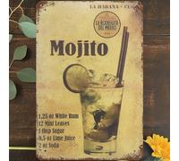 Vintage Metal Tin Sign 8"x12", Cocktail Drink Wall Art Decor, La Habana Cuba Mojito Cool Summer Ice Lemon Drinks Poster for Home Living Room Bedroom Garden Garage Cafe Bar Pub