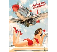 Vintage Metal Tin Sign 8"x12" Gifts For Pinup Girl Wall Paper Metal Airplane Pin Up Mustangs Raise Hell Garden Yard Signs Home Decor Wall Art for Farm Coffee Garage Bar Bedroom