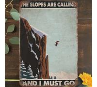 Vintage Metal Tin Sign 8"x12", Slopes Are Calling Wall Art Decor, Ski Pain Wont Last But Memories Will Sports Ski Facility Ski Snow Poster for Home Living Room Bedroom Garden Garage Cafe Bar Pub