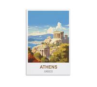 Vintage Metal Tin Sign Athens Greece Tin Sign Metal Retro Art Wall Poster for Home Club Garden Decor 30x40cm