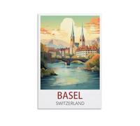 Vintage Metal Tin Sign Basel Switzerland Art Picture Wall Decor for Beer Club Bar Pub Cafe Bathroom Home 15x30cm