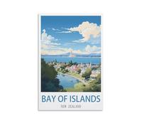 Vintage Metal Tin Sign Bay of Islands New Zealand Vintage Metal Tin Sign for Cafe, Bar, Pub, Beer Club Wall Decor 30x30cm