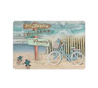 Vintage Metal Tin Sign Beach Wall Art for Bathroom Ocean Seaside Bicycle Print Seascape Prints Artwork Novelty Wall Decor for Home Living Room,Bedroom,Porch 8x12 Inch
