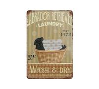 Vintage Metal Tin Sign Black Labrador Retriever Dog Laundry Laundry Room Decor, Home Decor, Aluminum Sign Wall Sign Bathroom Wall Plaque20 x 30 cm (8 x 12 Zoll)-308