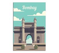 Vintage Metal Tin Sign Bombay Mumbai India Skyline Metal Wall Art Bar Sign for Kitchen Pubs Coffee Metal Wall Decoration 30x40CM
