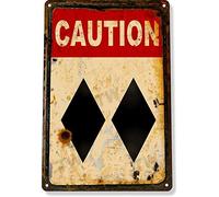 Vintage Metal Tin Sign Caution Double Diamond Ski Slopes Lift Lodge Resort Expert Metal Signs Warning Sign for Cabin, Mountain, Beach, Ski Lodge, Gift for Skier,8x12 Inch