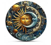 Vintage Metal Tin Sign, Celestial Sun and Moon Aluminum Wall Art, Cosmic Design Celestial Decor for Bedroom Living Room, Wall Decor for Man Cave Outdoor Courtyard, Astronomy Gifts for Home (Style 2)