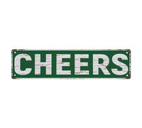 Vintage Metal Tin Sign Cheers Tin Sign, 4x16 Inch Vintage Aluminum Sign Man Cave Bar Home Wall Decoration