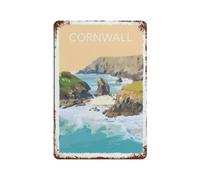 Vintage Metal Tin Sign,Cornwall England Coast Cityscape,Funny Bathroom Decor, Restroom Decoration, Funny Bathroom Wall Art Tin plaque(20x30cm)8x12 inch-A15