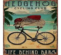 Vintage Metal Tin Sign Cycling Club Hedgehog Art Print Poster BarTavernPubClub Man Cave Wall Decor 12x12 Inch