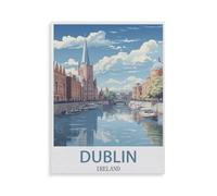 Vintage Metal Tin Sign ，Dublin Ireland Vintage Travel Poster，Metal Wall Decor Decorative Tin Sign Art Plaque Poster for Home Kitchen Bar Coffee Shop Club Decoration(20x30cm）8x12 inch-AF38