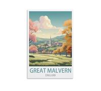 Vintage Metal Tin Sign for Cafe Great Malvern England Vintage Signs Home Kitchen Rustic Travel Metal Signs Wall Art Decor 30x40cm