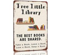 Vintage Metal Tin Sign Free Little Library Reading Fun Home Home Bathroom Patio Bar Cafe Tin SignTin Sign 12x16 Inch