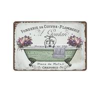 Vintage Metal Tin Sign French Bathroom Decor Wall Hippie Room Decor Shabby Chic Bathtub Wall Art Canvas Painting Posters and Prints Bathroom Pictures Bee Pink Retro Home Decor Poster Gifts 12x16 inch