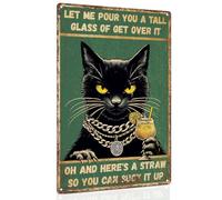 Vintage Metal Tin Sign Funny Cat Poster Retro For Garage Bar Man Cave Wall Decoration 8x12 Inch - Let Me Pour You A Tall Glass Of Get Over It Custom Private Property Signs Outdoor