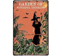 Vintage Metal Tin Sign Garden Of Witchful Thinking Witch Halloween Iron Art Holiday Decoration Outdoor & Indoor Sign Wall Decoration Metal Plaque 14x20cm