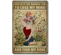 Vintage Metal Tin Sign Garden Signs And Into The Garden I Go To Lose My Mind And Find My Soul Sign Hippie Wall Decor Girl Poster Cottage Core Room Decor 8x12 Inch