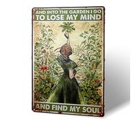 Vintage Metal Tin Sign Gardening Retro Fun Metal Tin Sign Hippie Girl Poster Vintage Sign Wall Decor I Go to Lose My Mind and Find My Soul for Home Bar Club Coffee Wall Decor (20cmx30cm)