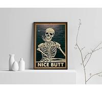 Vintage Metal Tin Sign Halloween Skeleton Nice Butt Vintage Poster, Funny Toilet Skeleton Skull Wall Vintage Retro, Art Picture Decor, Hippie Style Poster Tin plaque 12x8 Inch