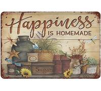 Vintage Metal Tin Sign Happiness Is Homemade Dragonfly Housewarming Gift Sign Funny Novelty Kitchen Bar Club Garage Garden Home Decor Wall Art Tin Signs 8x12 Inch Presents On Christmas, Halloween