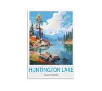 Vintage Metal Tin Sign Huntington Lake California Tin Sign Metal Retro Art Wall Poster for Home Club Garden Decor 20x30cm