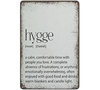 Vintage Metal Tin Sign Hygge Definition Hygge Print Scandinavian Decor Hygge Fika Nordic Decor Great for Home, Living Room, Bedroom, Office, Hotel, Cafe and Pub Retro Aluminum Sign 12x8 Inches