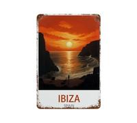 Vintage Metal Tin Sign，Ibiza Spain,Sunset，Funny Bathroom Decor, Restroom Decoration, Funny Bathroom Wall Art Tin plaque(30x40cm）12x16 inch-R35
