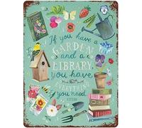 Vintage Metal Tin Sign If You Have A Garden And Librarry Tin Signs Iron Painting Home Family Lovers Gift Metal Signs Bedroom Retro Garden Yard Wall Decor 5.5x8 Inch Presents On Thanksgiving Birthday