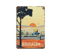 Vintage Metal Tin Sign,Israel Jerusalem,Funny Bathroom Decor, Restroom Decoration, Funny Bathroom Wall Art Tin plaque(15x30cm)6x12 inch-D35