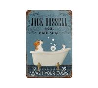 Vintage Metal Tin Sign Jack Russell Terrier Dog Bath Soap Funny Home Bathroom Wall Decor Mural Toilet Washroom Laundry Sign Wall Decoration20 x 30 cm (8 x 12 Zoll)-270