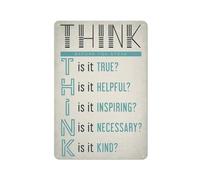 Vintage Metal Tin Sign Keep Calm Collection Think Before You Speak,True,Helpful,Inspirational,Necessary,Kind And Motivational Poster For School,Classroom,Playroom Decor Wall Art 5.5x8 Inches