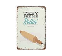 Vintage Metal Tin Sign Kitchen Print Cookie Baking Bakers Minimal Modern Retro Posters Cute Mid Century Modern Suitable For Home And Bar Cafe Wall Decor 8x5.5 Inch