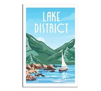 Vintage Metal Tin Sign Lake District National Park Sailboat Metal Wall Art Bar Sign for Kitchen Pubs Coffee Metal Wall Decoration 30x40CM