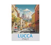Vintage Metal Tin Sign ，Lucca Italy Vintage Travel Posters，Metal Wall Decor Decorative Tin Sign Art Plaque Poster for Home Kitchen Bar Coffee Shop Club Decoration(15x30cm）6x12 inch-H98