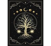 Vintage Metal Tin Sign Magical Sacred Tree Wall Art, Moon Phase Art, Celestial, Esoteric, Boho Style Art, Astrology, Tarot Reader Novelty Home Wall Decor 8x12 Inch