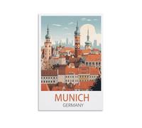 Vintage Metal Tin Sign Munich Germany Vintage Wall Tin Plaque Ideal for Pub Shed Bar Office Man Cave Home Bedroom Dining Room Kitchen 30x40cm
