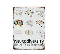 Vintage Metal Tin Sign Neurodiversity Vertical Retro Poster We All Think Differently Brain Art Neurodiversity Retro Poster Wall Art Decor For Room Decor Cafe Restaurant Office Bar Club 8x12 Inch