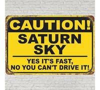 Vintage Metal Tin Sign, Personalized Parking Wall Art Decor, Saturn Sky Caution Its Fast Poster for Home Living Room Bedroom Kitchen Garden Garage Cafe Bar Pub 8"x12"