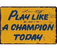 Vintage Metal Tin Sign Play like a champion today inspirational tin label bar book outdoor Very suitable for your bar, club, restaurant, bedroom, garden, bar, wherever you have walls. 8x12 Inch