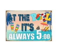 Vintage Metal Tin Sign Pool Rules Tin Sign Vintage Pool Patio Wall Decoration at the Pool It's Always 5:00 Yard Sign Garage Farm Garden Wall Decor Sign Plaque Outdoor for Home Fence 8x6inch