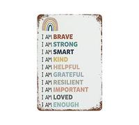 Vintage Metal Tin Sign Positive Affirmations Kids You Are Brave Self Esteem Motivational Home Decor Funny Novelty Kitchen Bar Club Garage Garden Farm Wall Art Tin Signs Gift For Women Men 8x12 Inch