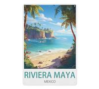 Vintage Metal Tin Sign，Riviera Maya Mexico，Funny Bathroom Decor, Restroom Decoration, Funny Bathroom Wall Art Tin plaque(20x30cm）8x12 inch-V47