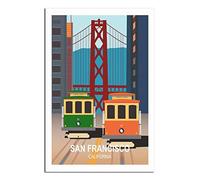 Vintage Metal Tin Sign San Francisco California Bridge Tram Garden & Kitchen Poster, Inspirational Sign Home Wall Art Decor for Home Kitchen Bar Club Decoration 30x30CM