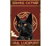 Vintage Metal Tin Sign Smoke Catnip Poster Funny Black Cat Signs Cat Decor For Cat Lovers Wine Bar Decor Home Bar Cafe 8x12 Inch