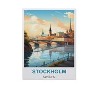 Vintage Metal Tin Sign，Stockholm Sweden Vintage Travel Poster，Retro Wall Decor Art Tin Sign for Home Coffee Bar Restaurant Pub(15x30cm）6x12 inch-BV91