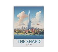 Vintage Metal Tin Sign,The Shard London Vintage Travel Poster,Retro Wall Decor Art Tin Sign for Home Coffee Bar Restaurant Pub(15x30cm)6x12 inch-AF27