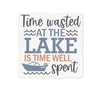 Vintage Metal Tin Sign Time Wasted at the Lake Is Time Well Spent Signs Bar Restaurant Cafe Decorated Plaque，Living Room Bedroom Office Bathroom Funny Tin Sign,Wall Decorated Metal Signs 12x12 inch